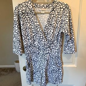 Mahi Gold navy and white floral romper